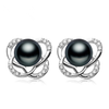 Amadova, boucles d'oreilles en argent 925 avec perles naturelles d'eau douce noire